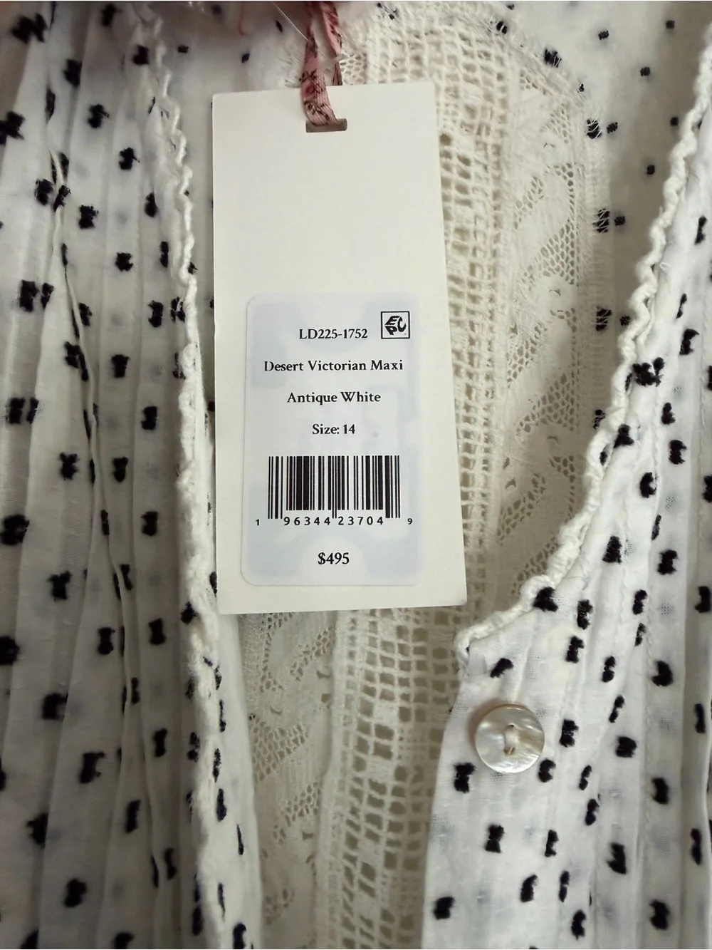 LoveShackFancy White Maxi Dress with Black Polka Dots - Picture 2 of 4